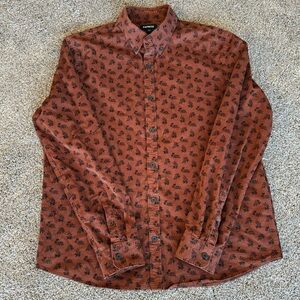 Express Brown Patterned Corduroy Shirt size Large